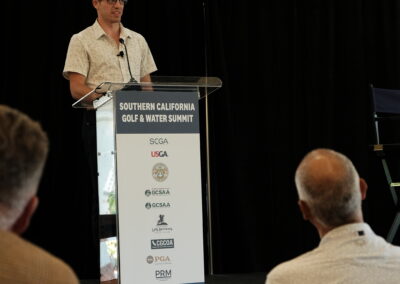 PRM CEO Parker Cohn speaking at the 2022 Southern California Golf and Water Summit.